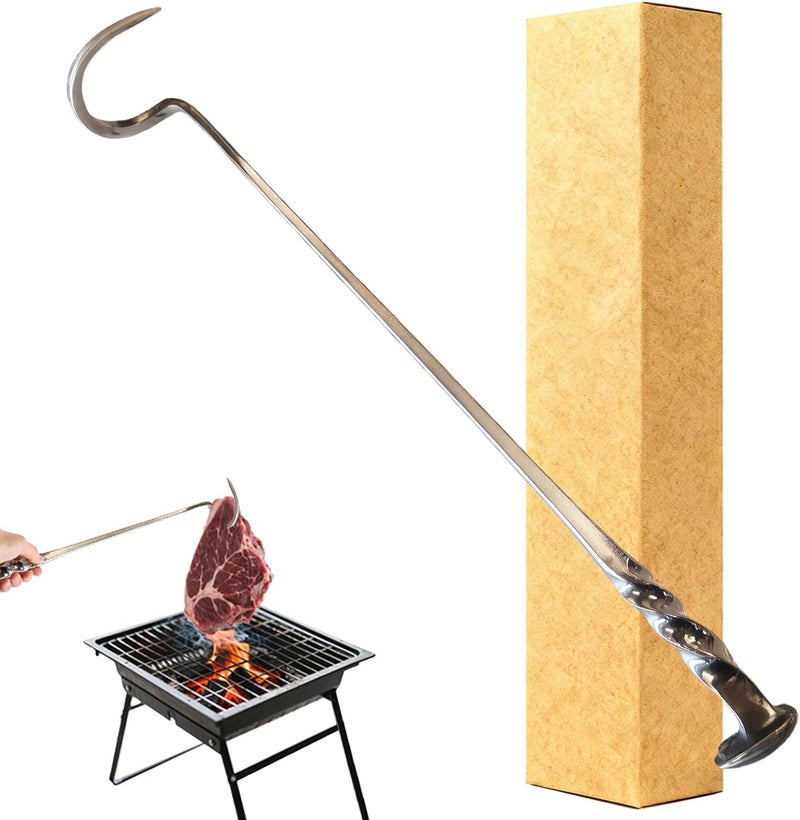 Mpbxisn Meat Flipper, Grill Hooks for Turning, Heavy Duty Stainless Steel BBQ Turner Hooks with Long Handle for Flipping Ribs, Pork Shoulder, Roast on Smoker Grilling (A) - Image 1